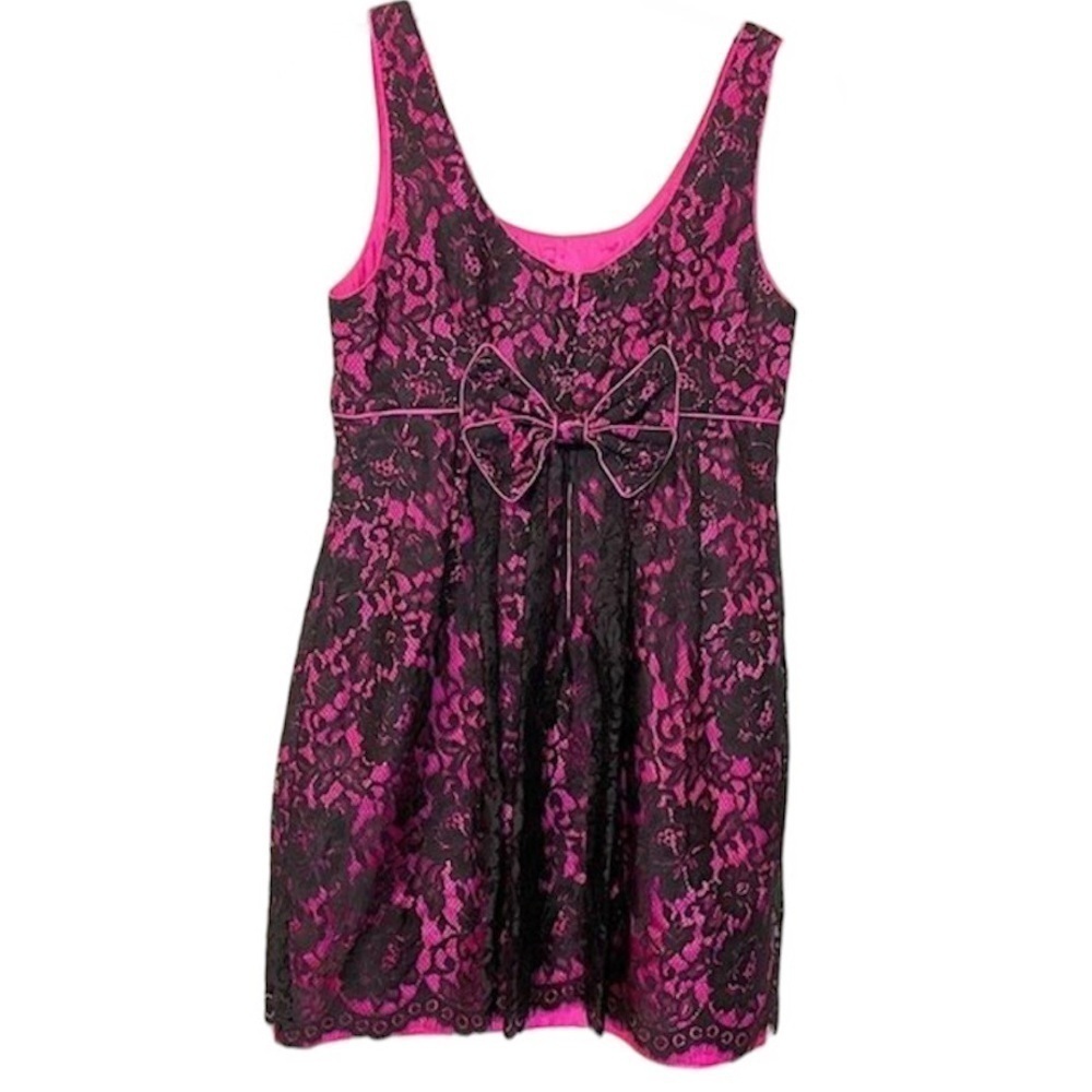 Anthropologie Yoana Baraschi pink and black lace dress Size 10 - Picture 2 of 9